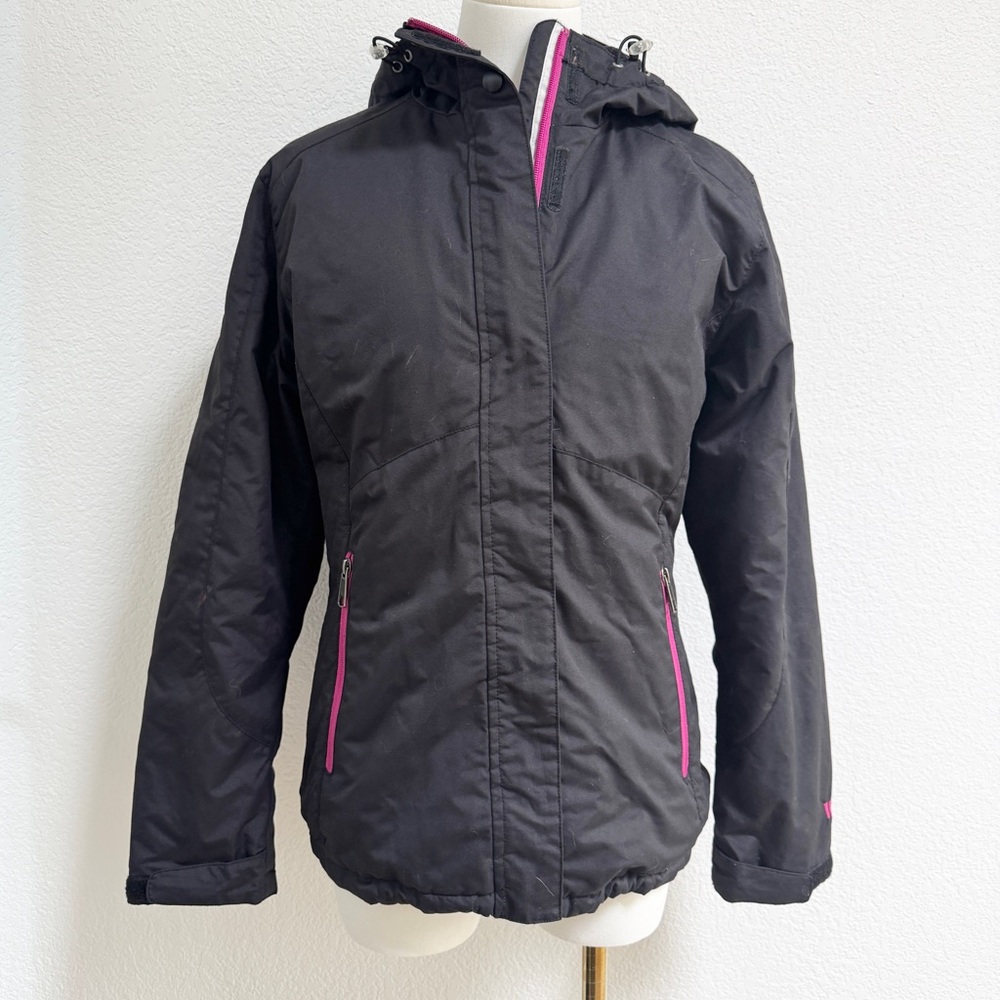 White Sierra Women's Black Winter Ski Jacket Hot Pink Accents M Hooded